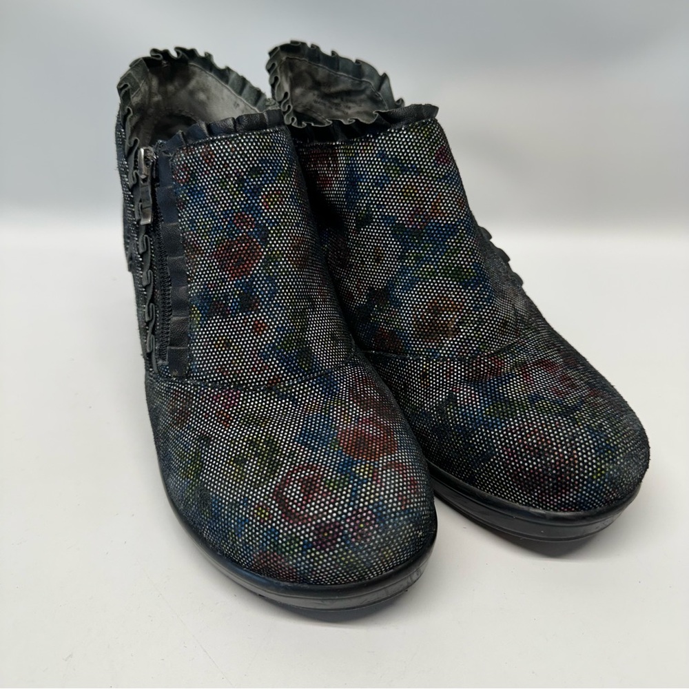 Alegria Hannah Multi Dot Floral Bootie Career Fashion Boot Sz 38 / 8 HAN-509